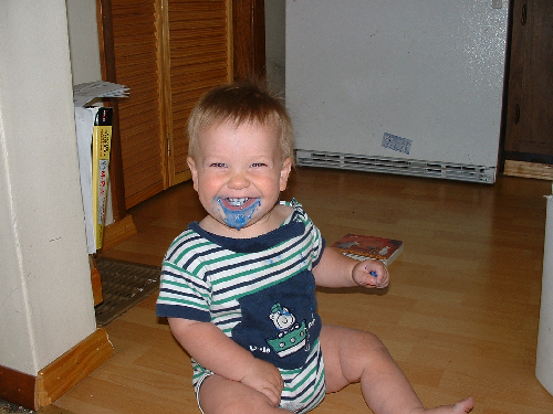 noah eats a blue crayon