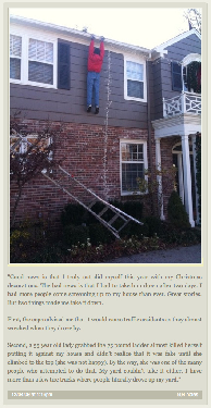 Funny picture of (presumably untrue) story about one guy's decorations.